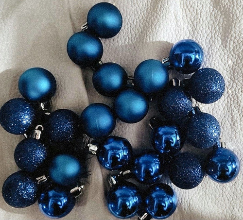 24 Mini Esferas Navideñas De 2.5cm Bolas Plástico Azul