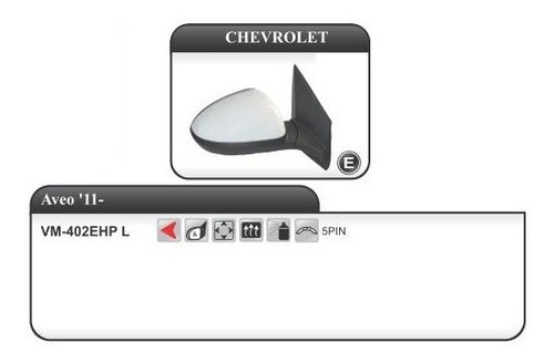 Espejo Derecho Electrico Chevrolet Sonic 2011 Adel C/def