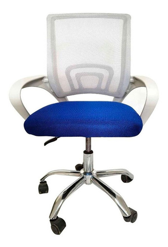 Cadeira de escritório Pctop Office Fit 1001 9050 ergonômica  cinza e azul com estofado de mesh y tecido