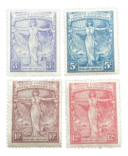 Argentina, Serie Gj 529-32 Congreso Postal 1921 Nueva L14570