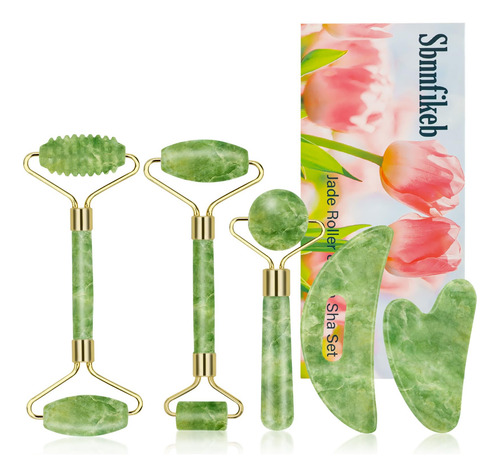 Set De Jade Roller Y Gua Sha Para El Rostro
