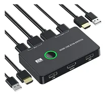 Comprar Conmutador Kvm Usb Para 2 Computadoras Compartiendo Monitor 