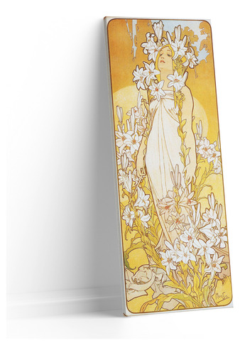 Cuadro Decorativo Canvas 80*120cm Arte Nouveau Flores Blanco