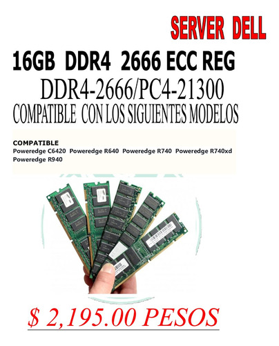 16 Gb Ddr4  2666  Ecc  Reg  Power  Edge Dell  A9810567