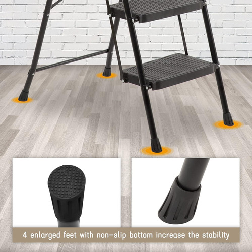 Escalera De 4 Escalones Con Pasamanos, Taburete Plegable Con
