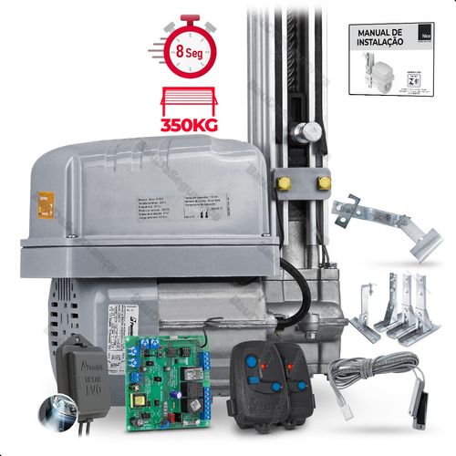 Kit Motor Portão Basculante Peccinin 1/3hp Suportes E Tx Car Cor Cinza Frequência 433mhz Tamanho Da Engrenagem 5/8  220v