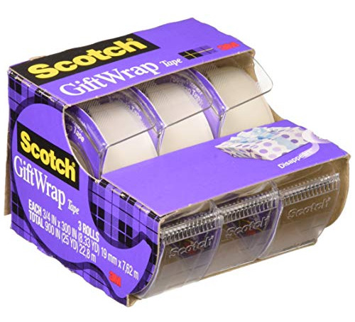 Scotch Gift Wrap Tape 075 X 30044; 3 Paquetes