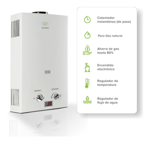 Imagen 3 de 10 de Calentador De Agua 1.5 Servicios. Avera C8lnat. Gas Natural.