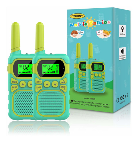 Walkie Talkies Con 22 Canales Plastico 2 Piezas Verde Claro