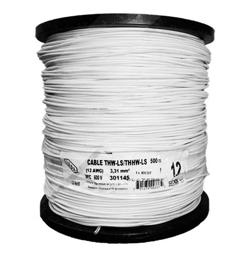 Cable Eléctrico Cal. 12 Blanco Tipo Thw 1 Hilo 500mt