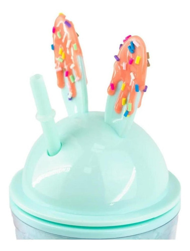 Imagen 2 de 7 de Vaso Con Bombilla Diseño De Conejo Kawaii 430 Ml