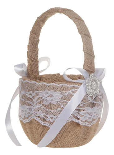 Cesta De Flores Con Lazo De Encaje Retro, Soporte Compatible