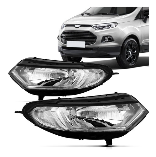 Farol Ecosport 2013 2014 2015 2016 Máscara Cromada