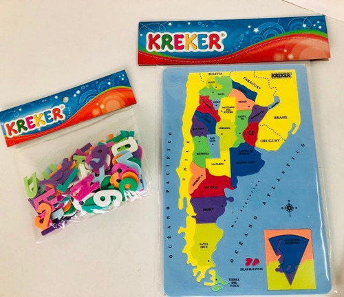 Combo Mapa Argentina + Letras Y Numeros De Goma Eva Kreker