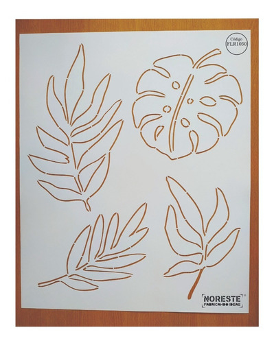 Stencil Mix Hojas Tropical Linea Contorno 50x60 Flr1030