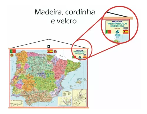 Mapa Portugal Espanha Península Ibérica Banner Laminado - SPM - Banner para  Festa - Magazine Luiza