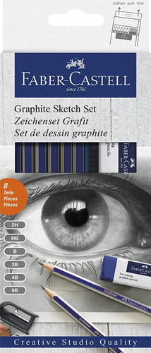 Estuche De 6 Lápices Faber Castell Sketch C/goma Y Sacapunta