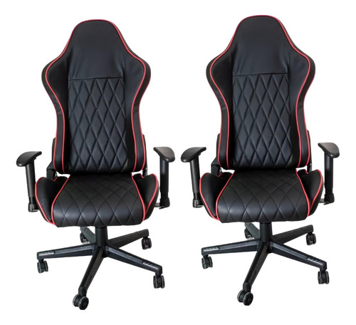 2 Sillas Gamer Escritorio Ergonomica Reclinable Vistas Rojas Color Negro Y Rojo Material Del Tapizado Cuero Sintético