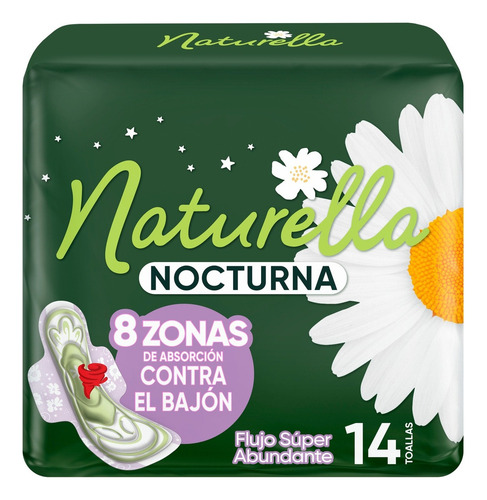Toallas Femeninas x14 unidades Nocturna Extra Larga con Alas Naturella