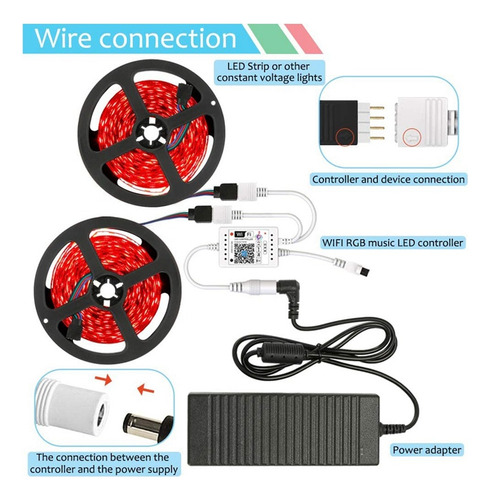 . Controlador De Música Wifi Rgb For Tira De Luz Led