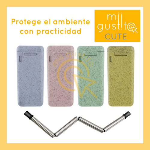 Popote Reusable, Flexible Y Portátil Acero Inoxidable