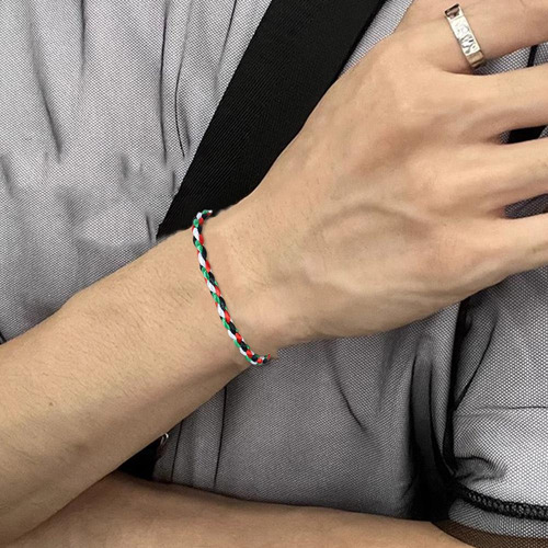 Pulsera Tejida Palestina Hecha A Mano Con Cuerda Ajustable