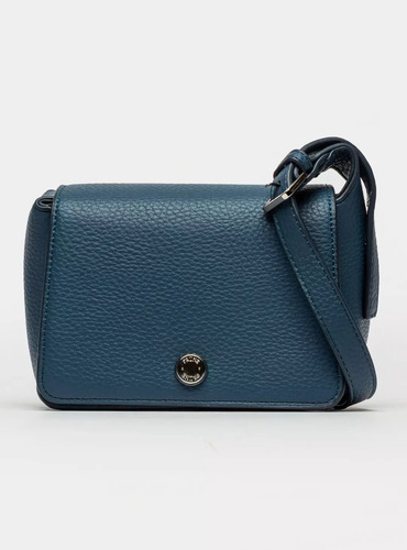Cartera Bandolera Yorker De Cuero Pu - Prüne Azul Lisa Níquel Azul