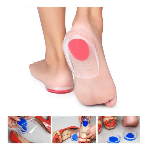 Imagen 2 de 4 de Talonera De Gel Silicona Deporte Trabajo Punto Rojo Y Azul