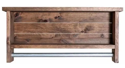 Repisa Porta Toalla Con Estante En Madera Rústica Ap