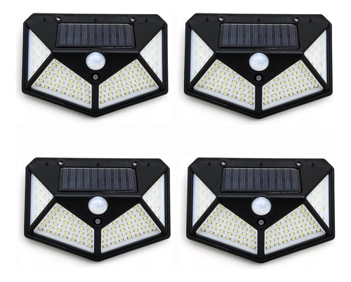 Set X4 Foco Led Solar Exterior Aplique Sensor De Movimiento