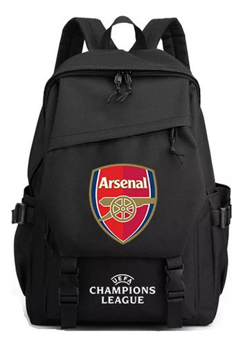 Mochila Escolar De 3 Piezas Con Estampado De Fútbol, 30 L, P Color Arsenal Negro