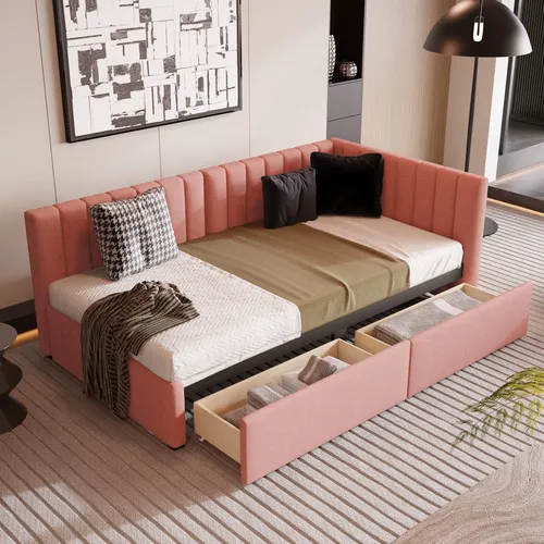 Merax Sofa Cama Tapizado Con 2 Cajones De Almacenamiento, Ma