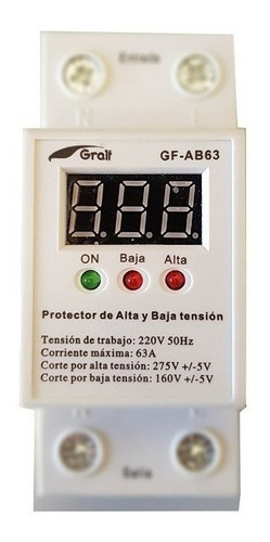 Protector Tension Monofasico 63a Gralf Alta Baja Riel Din