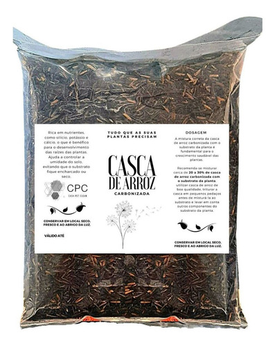 Casca De Arroz Carbonizada Premium Para Substrato 20 Litros