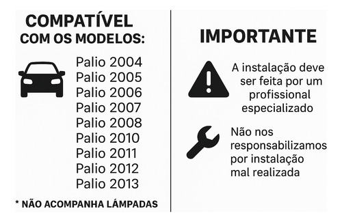 Farol Palio 04 05 06 07 08 09/13 Máscara Negra Aro Cromado