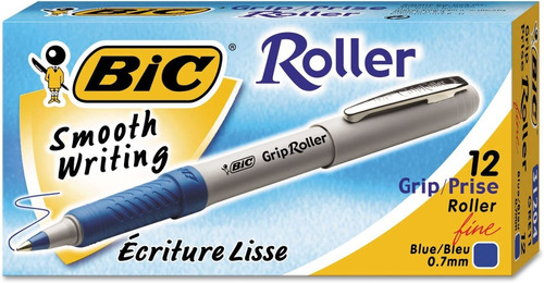  12 Boligrafos Bic Grip Roller Tinta Azul