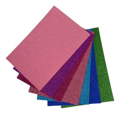 Goma Eva Autoadhesiva Brillo Glitter A4 X10 Planchas