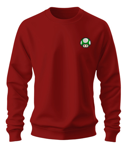 Sudadera Sweater Bordado Logo Hongo Verde Mario Bros Juego