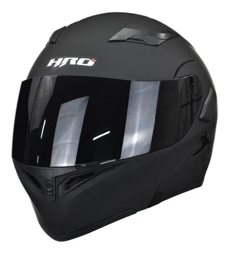 eficientemente Aliado torpe Casco Abatible Para Moto Hro 3400dv Negro Mate Con Luz Stop