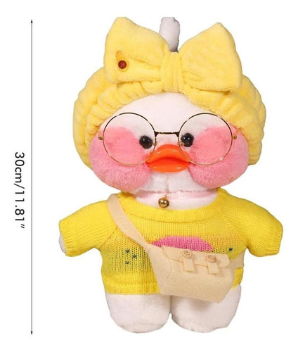 Imagen 2 de 5 de Peluche Patito Kawaii Lalafanfan De 30cm Con Accesorios
