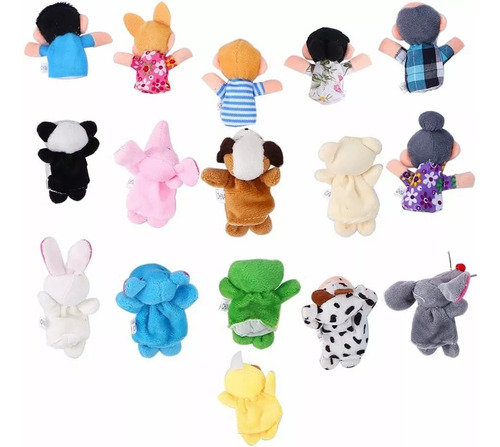 Marionetas Educativas De Animales Y Familia, 16 Piezas