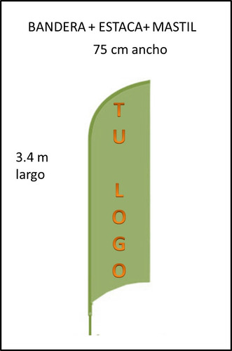 Bandera Publicitaria Diseño Personalizado De 3.4 M Estaca*