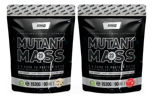 Mutant Mass 2 X 1,5k Ganador De Masa Muscular-star Nutrition Sabor Frutilla + Vainilla