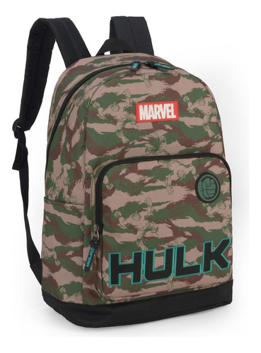 Mochila De Costa Juvenil Hulk Sortida- Luxcel Cor Verde-musgo Desenho do tecido Liso