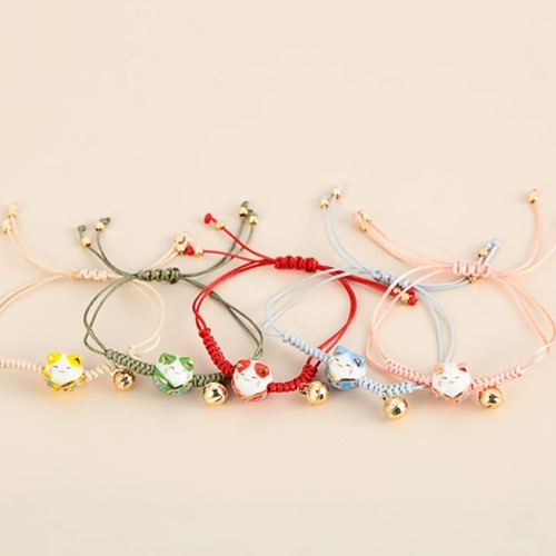 Pulsera De Protección Hilo Verde Gato De La Suerte - Magia