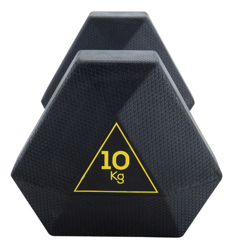 Mancuerna Hexagonal 10 Kg Musculación Cross Fitness Corength Color Negro