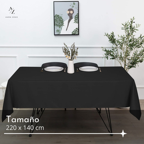 Mantel Rectangular Antimanchas Impermeable Negro 220 X 140 Cm Mesa Aura Zeus Colores Genero Redondo Negro Fiesta Cumpleaños Evento Tela Diseño Algodón Lino