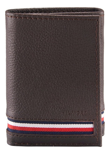 Cartera Tommy Hilfiger Cuero Sintético Color Café Diseño de la tela Liso