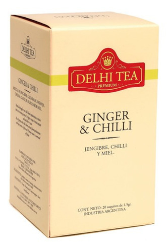 Imagen 1 de 1 de Te Premium Delhi Tea X 20 Saq. Ginger & Chilli