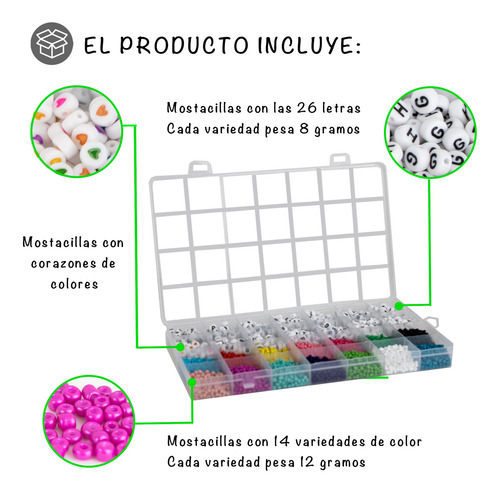Imagen 3 de 7 de Kit Armado De Pulseras Incluye Tanza Mostacillas Y Tijera.